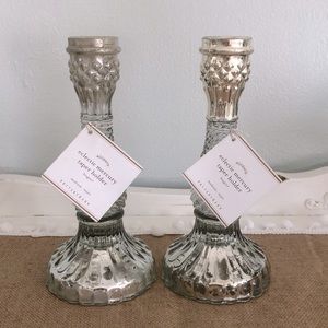 Set of 2: Eclectic Mercury Taper Candle Holder Candlesticks, Pottery Barn